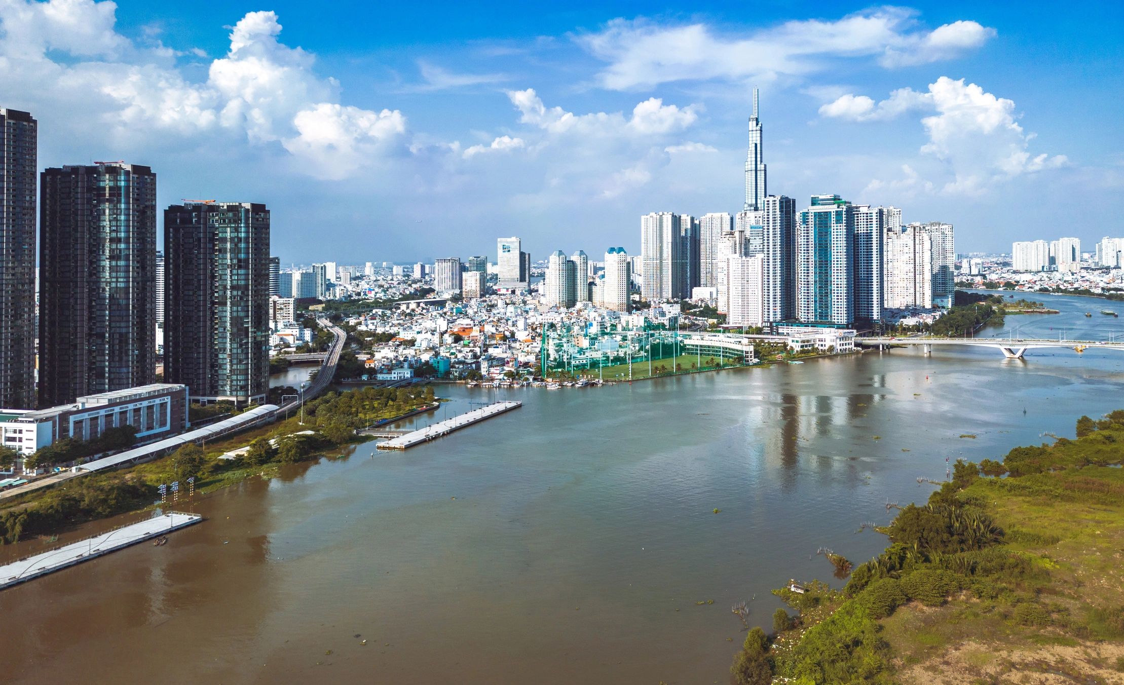 Modern buildings along the river in Ho Chi Minh City