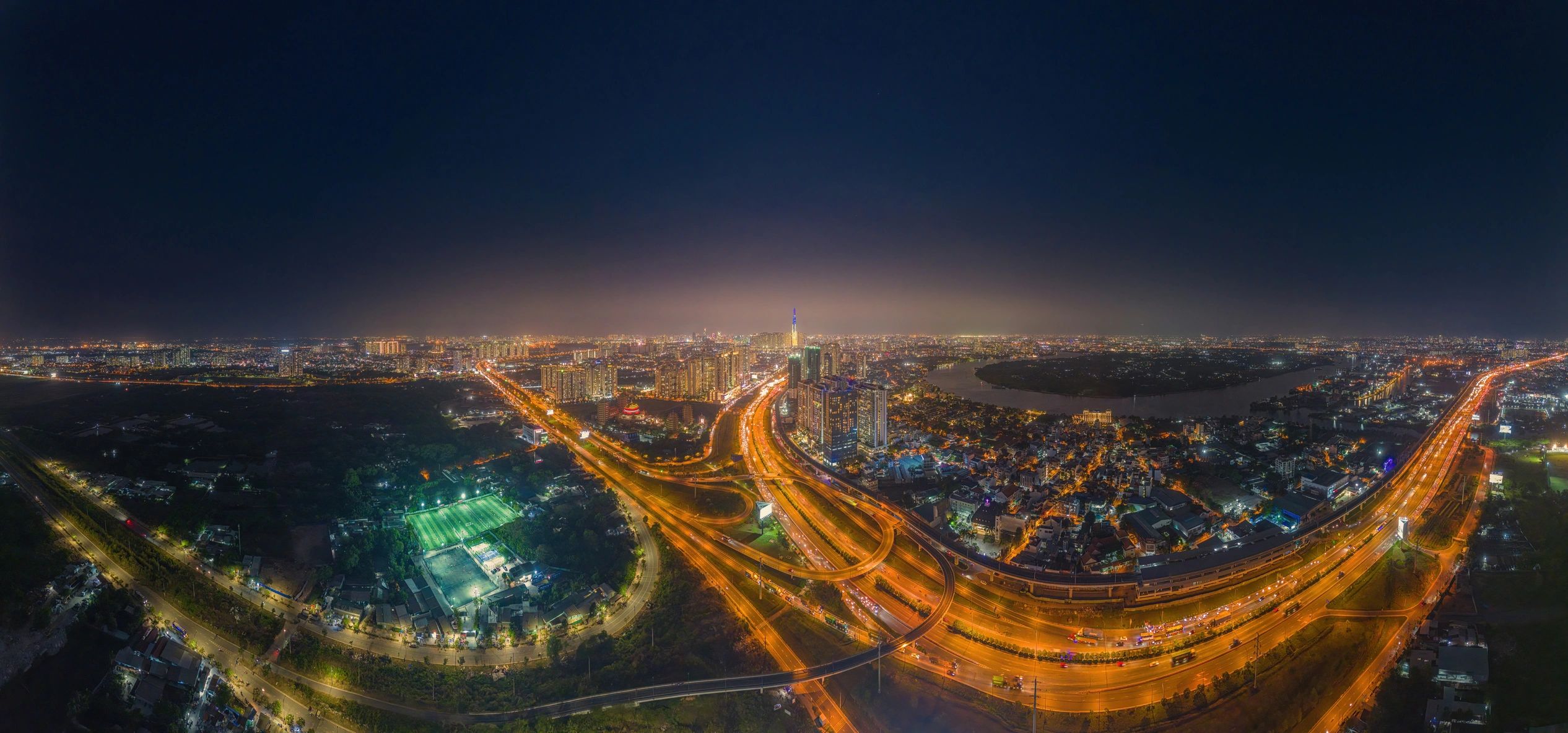 Panoramic view of Ho Chi Minh City with modern infrastructure and skyline