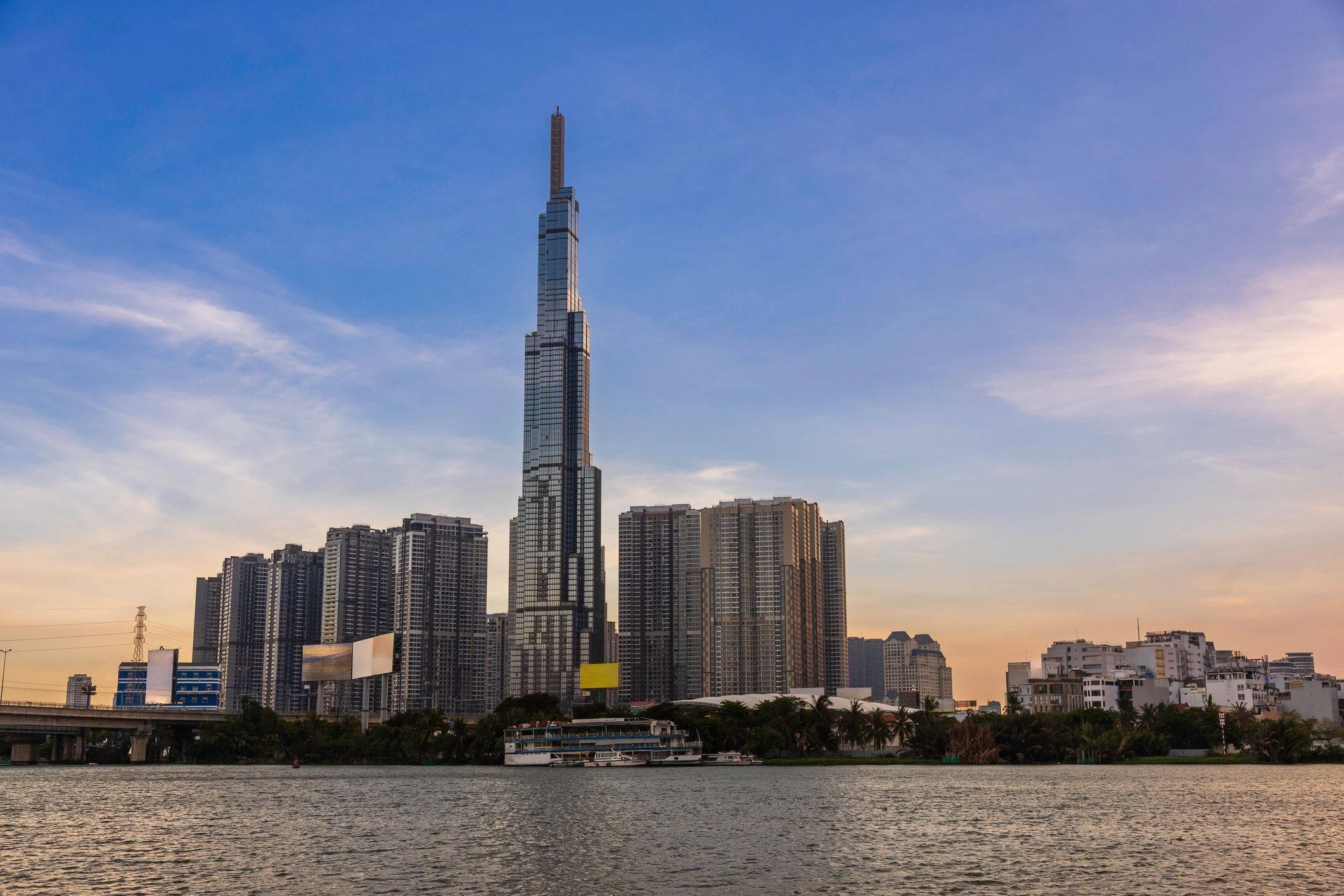 Ho Chi Minh City skyline with Landmark 81 at sunset